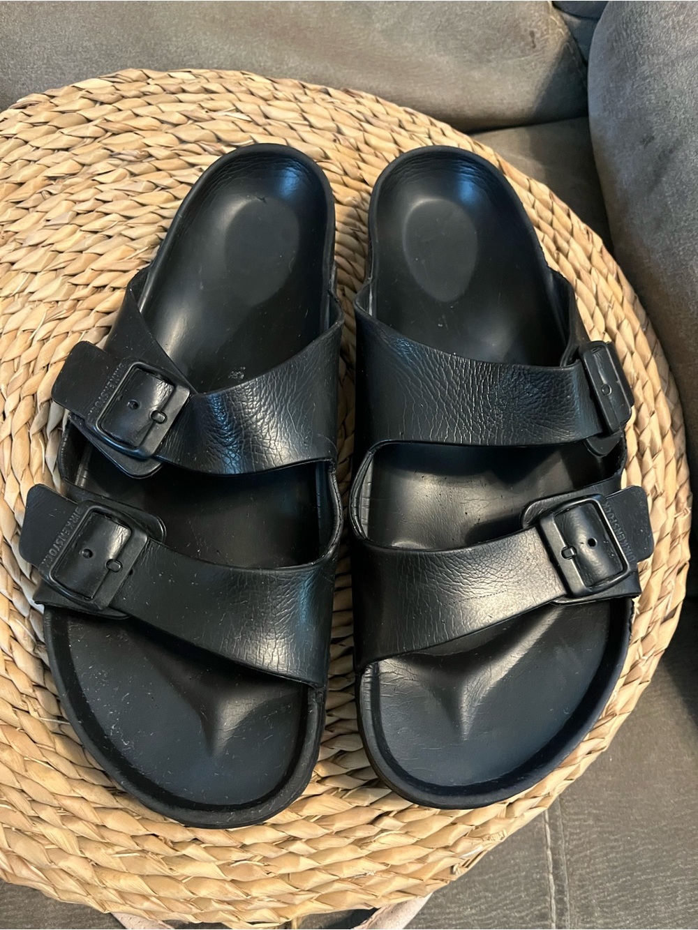 Birkenstock Men's Black Double Strap Buckle Sandals